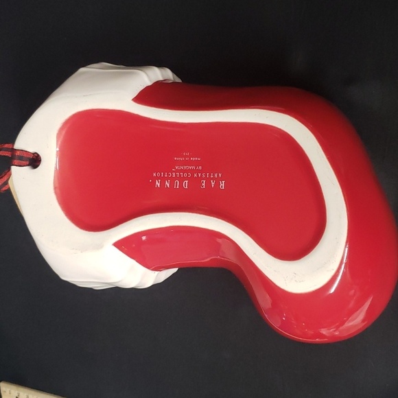 Rae Dunn NWT Red "HO HO HO" Large Ceramic Christmas Stocking - Picture 3 of 8